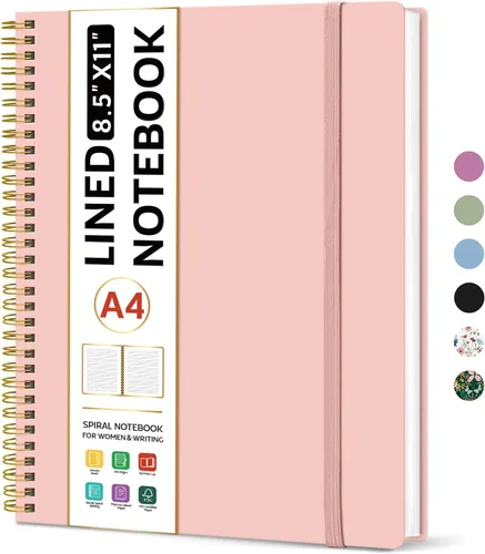 Miniatura 38 de Taja Cuaderno con forro en espiral, cuadernos de 8.5 x 11 pulgadas para trabajo, diario grande A4 para mujeres y hombres, cuaderno de diario