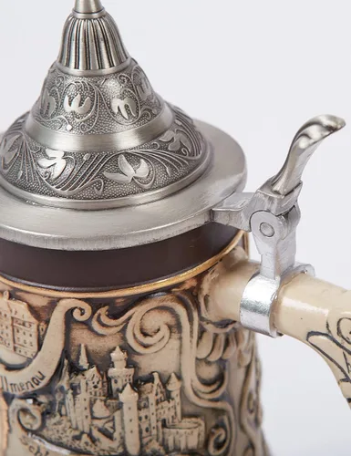 Miniatura 10 de Taza de jarra de cerveza alemana Oktoberfest bávara vikinga con tapa Petwer para hombres, padre amante de la cerveza, 0.9 litros