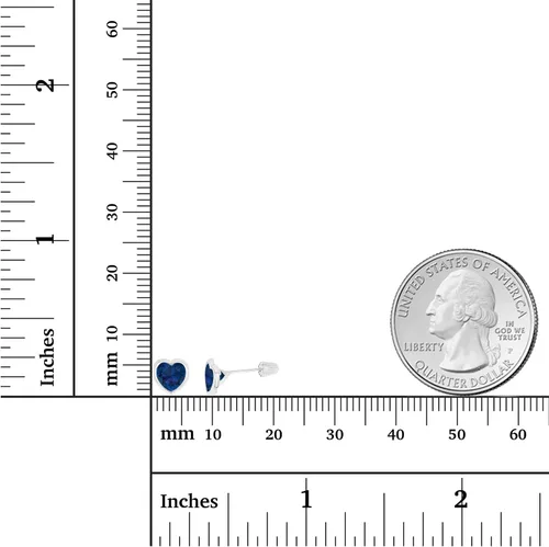 Miniatura 4 de Pendientes de tuerca de oro macizo de 14 quilates, hipoalergénicos de 0.236in, con forma de corazón, bisel pulido, con rosca en la parte trasera
