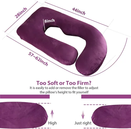 Miniatura 5 de BATTOP Almohadas de embarazo para dormir, almohada de cuerpo completo para mujeres embarazadas con funda extraíble, soporte para espalda, caderas