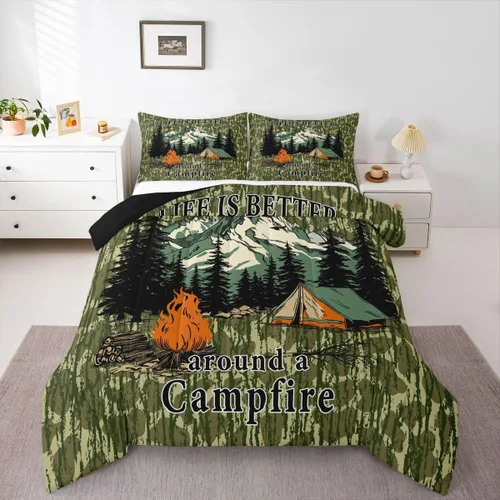 Miniatura 39 de Erosebridal Juego de edredón de pesca tamaño individual para hombres, juego de ropa de cama de peces de lubina para pescadores, niños de caza