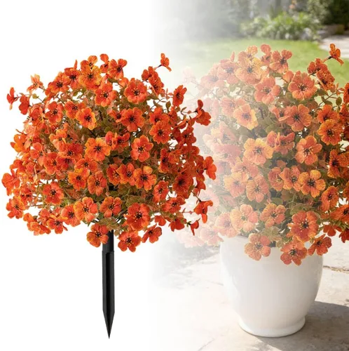 Miniatura 10 de Flores artificiales resistentes a los rayos UV: flores artificiales de 16 pulgadas para exteriores - Estacas de jardín de flores sintéticas