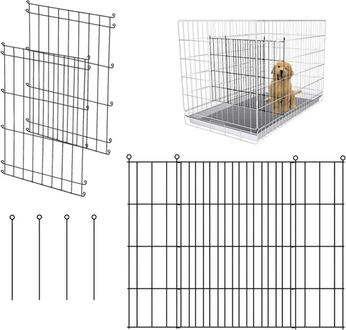 Panel divisor de jaula para perros, paquete de 2 unidades de metal negro, compatible con 24 a 32 pulgadas y otros tamaños de jaulas, 16.92 pulgadas