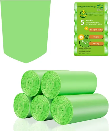 Miniatura 8 de Inwaysin - Mini bolsas de basura de 1.2 galones, bolsas de basura pequeñas, 6 litros, 100 bolsas, verde transparente