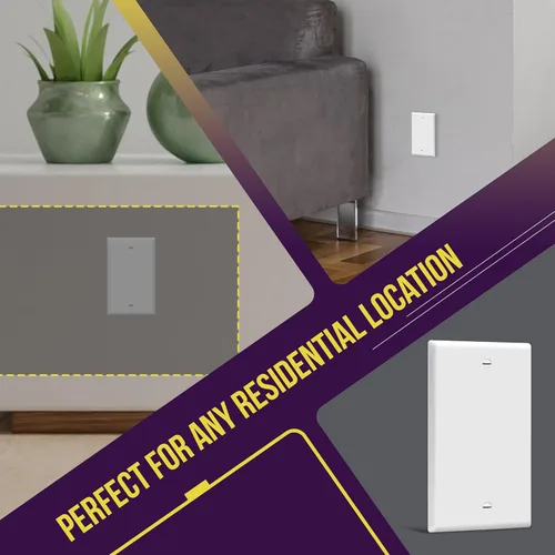 Miniatura 4 de ENERLITES - Tapa de placa de pared en blanco, acabado brillante, tamaño estándar de 1 gancho 4.50 pulgadas x 2.76 pulgadas, termoplástico