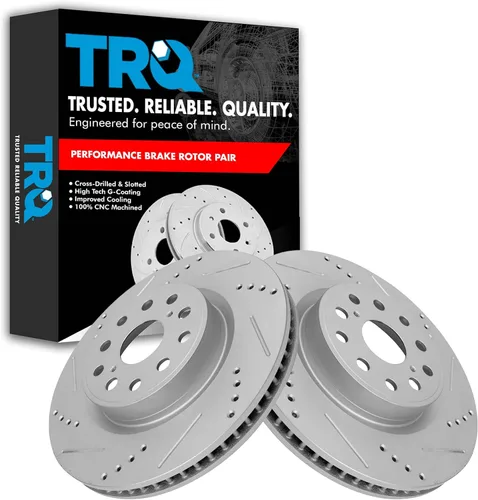 Miniatura 240 de TRQ Juego de rotores de freno de rendimiento trasero con revestimiento G premium compatible con Mazda 6 2014-2021