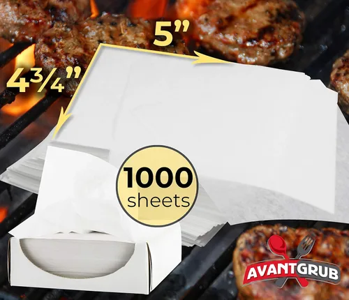 Miniatura 2 de Paquete de 1000 papel de hamburguesa para hamburguesas de grado restaurante, carne de hamburguesa no incluida. Antiadherente, encerado de grado