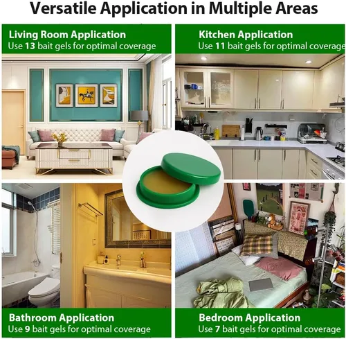 Miniatura 7 de Paquete de 32 estaciones de cebo de gel para cucarachas en interiores, potente mata cucarachas en interiores para infestación de cucarachas, cebo