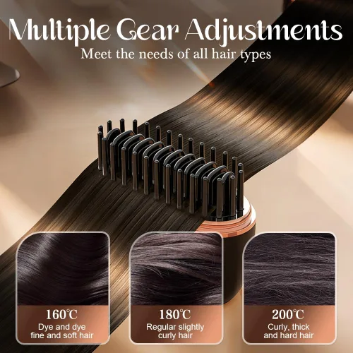 Miniatura 5 de Mini alisador de pelo, peine caliente recargable inalámbrico 2 en 1, alisador de pelo portátil para viajes con calentamiento rápido y diseño Rosa