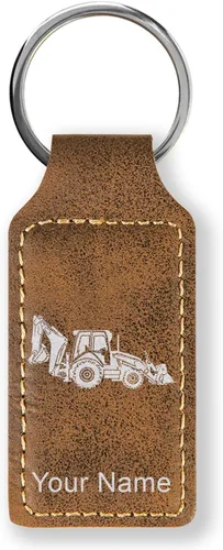 Miniatura 31 de LaserGram Llavero rectangular, retroexcavadora, grabado personalizado incluido