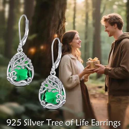Miniatura 263 de Aretes colgantes con forma de lágrima de filigrana de piedra lunar de plata de ley 925 con cierre de palanca para mujer, regalos de joyería