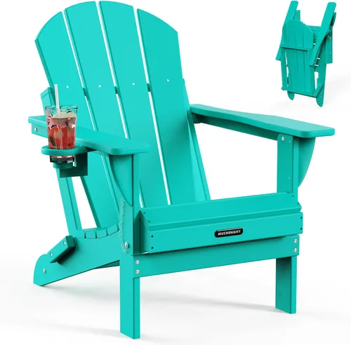 Miniatura 12 de MUCHENGHY Sillas Adirondack plegables, sillas de patio, sillas de césped, silla para exteriores, silla Adirondack de plástico, hoguera, resistente a