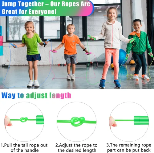 Miniatura 4 de Aodaer Juego de Cuerdas de Saltar para Niños, Coloridas Cuerdas de Saltar al Aire Libre de 7.3 Pies, Cuerdas de Saltar Ajustables para Actividad
