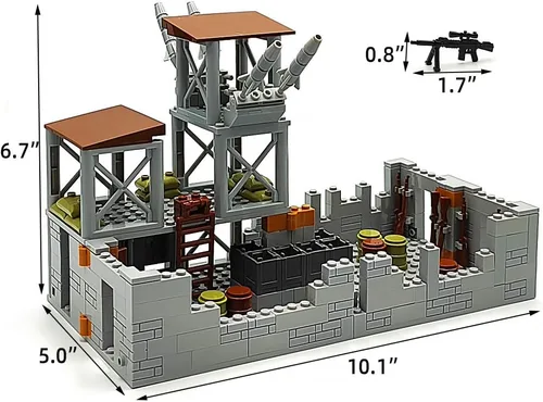 Miniatura 6 de Conjunto de bloques de construcción de base militar ZHX para accesorios de guerra de minifiguras del ejército, torre de guardia de base de defensa