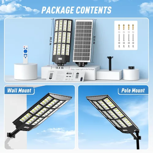 Miniatura 6 de Luces Solares de Calle Grandes de 15000W para Exteriores Impermeables, Luces Solares para Estacionamiento de Servicio Pesado con Control Remoto
