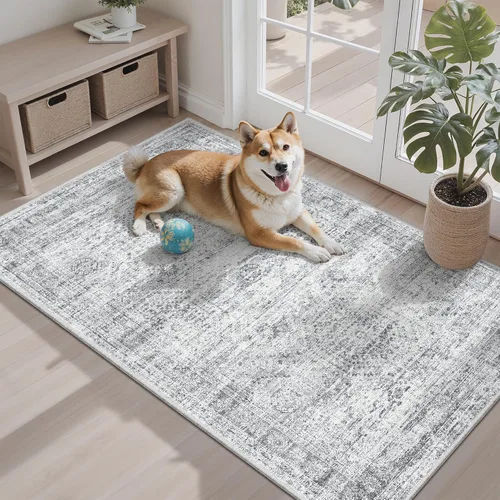 Miniatura 111 de Alfombra de pasillo Soalmost 2'6" x 10' lavable, alfombra antideslizante para cocina, baño, lavandería, alfombras vintage ultra delgadas para Beige