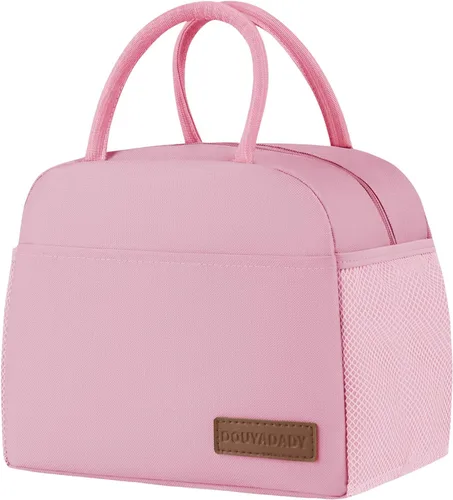 Miniatura 19 de douyadady Bolsa de almuerzo para mujeres/hombres, fiambrera mujeres/hombres (azul bebé+rayas blancas)