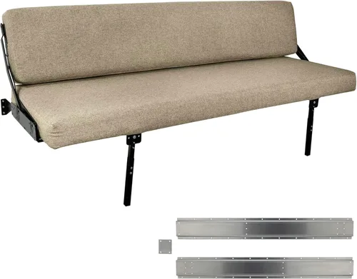 Miniatura 8 de RecPro Sofá de montaje en pared de 60 pulgadas con patas ajustables en tela, sofá cama de caravana, muebles de caravana, cama de caravana, cama Sin