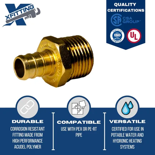 Miniatura 3 de XFITTING - Adaptador macho XFITTING de 1/2" Pex X 1/2", rosca NPT macho, versión crimpada Pex B