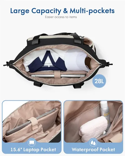 Miniatura 2 de Smasrob Bolsa de viaje de tenis para mujer con bolsillo exterior para raqueta con cordón y compartimento separado para zapatos, bolsas de fin