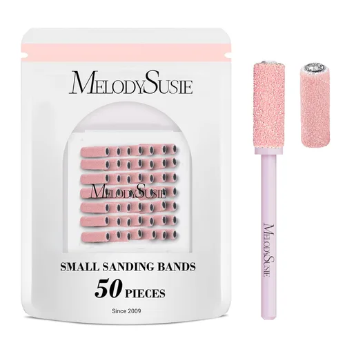 Miniatura 11 de MelodySusie 50 piezas de brocas para lima de uñas pequeñas con bandas de lijado de 3.1mm, lima de uñas de grano 80 para uñas acrílicas, manicura