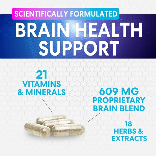 Miniatura 3 de Suplemento de Memoria Cerebral - Nootrópicos de Fuerza 3X para Concentración, Claridad y Apoyo del Enfoque - Vitaminas Cognitivas para la Salud