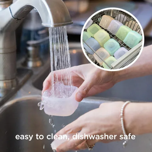 Miniatura 7 de Olababy Contenedores de Almacenamiento de Silicona Clear Sense 4 piezas para Alimentos de Bebé, Snacks, Fórmula, Puré, Salsa y Más Sin Plástico