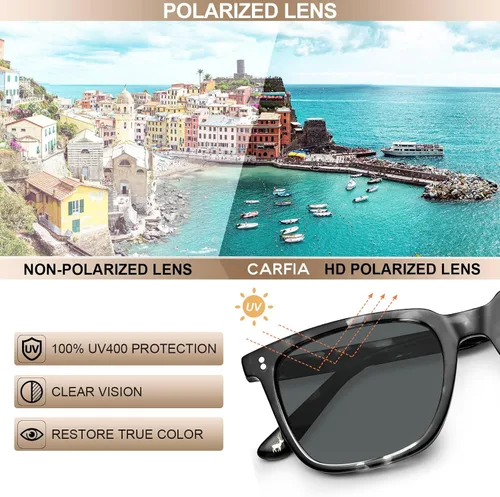 Miniatura 35 de Carfia Chic - Lentes de sol polarizados para mujer, protección UV400, marco de acetato pulido a mano