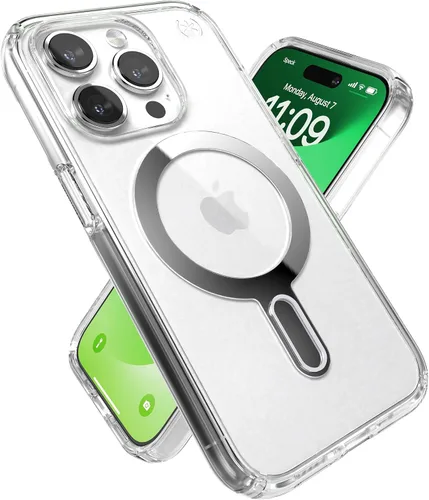 Miniatura 10 de Speck Funda transparente para iPhone 15 Pro Max, protección contra caídas, resistente a los arañazos, no se amarillea, funda para teléfono de 6.7