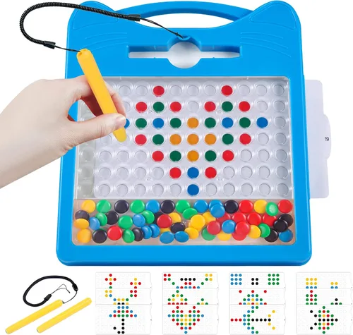 Tablero magnético de dibujo para niños, tablero magnético de garabatos para niños pequeños con cuentas y 2 rotuladores, juguetes magnéticos de arte
