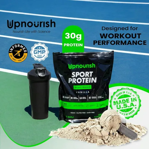Miniatura 2 de Proteína deportiva vegana en polvo de vainilla – 1.06 oz de proteína a base de plantas, VELOSITOL, BCAAs, verduras y frutas orgánicas, probióticos