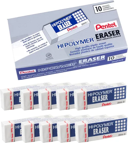 Miniatura 4 de Pentel Arts - Borradores de tapa blanca de alto polímero, paquete de 10 (ZEH02PABP10)