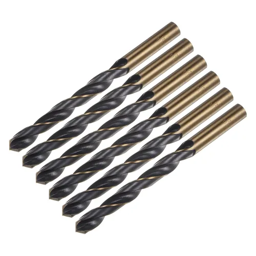Miniatura 15 de uxcell 6 brocas Jobber de 0.118 in de nitruro negro y oro recubierto de titanio 4341 de alta velocidad (HSS) Brocas helicoidales de punto dividido