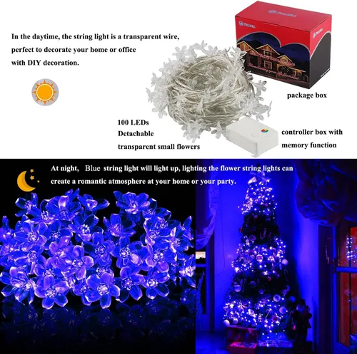 Miniatura 9 de FULLBELL Tira de luces rojas para interiores, 8 modos de luces de Navidad enchufables para dormitorio, 33 pies, 100 LED al aire libre