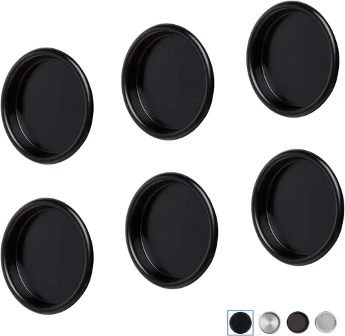6 tiradores de dedo para puerta de armario de 2-1/8 pulgadas, herrajes para puerta corrediza color negro, manija de puerta redonda de derivación de