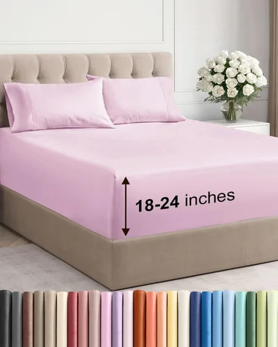 Miniatura 60 de Sábanas King divididas con bolsillos extra profundos, sábanas transpirables y refrescantes de 5 piezas, sábanas de lujo para hotel, suaves, sin 22