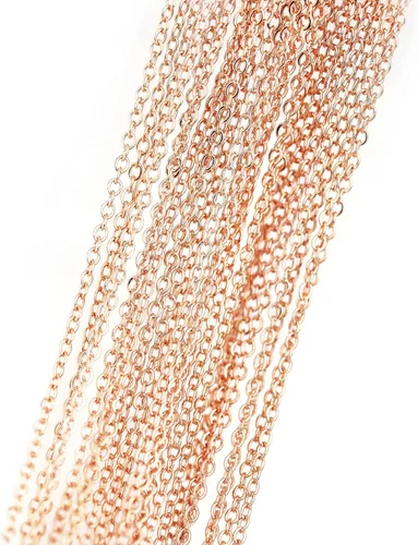10 piezas – Collar de cadena de cable chapado en oro rosa de 16 quilates de 17.5 pulgadas, suministro de joyería con descuento a granel, 10PCHN (oro