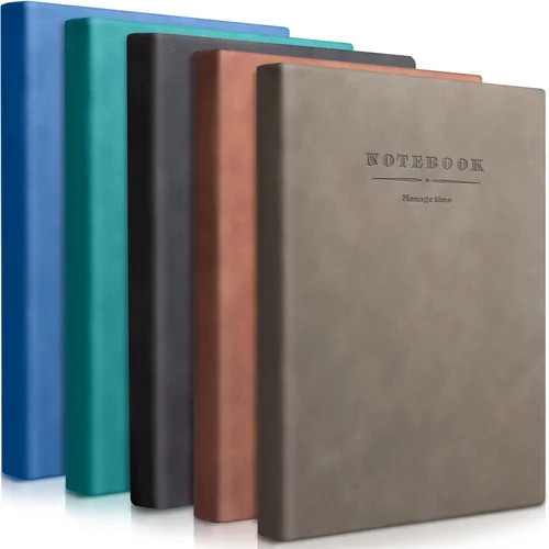 Miniatura 8 de SATINIOR - Paquete de 5 cuadernos A4 grandes, diario de 360 páginas, tapa dura de cuero suave, cuadernos con papel grueso rayado para escribir, Gris