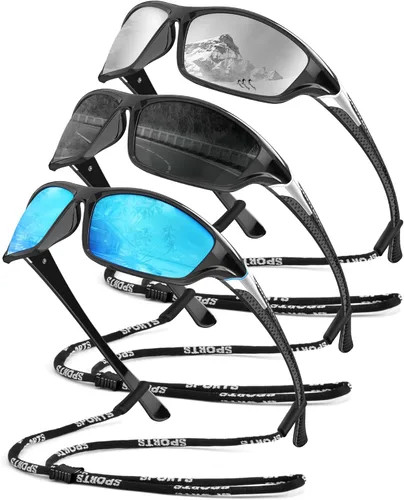 Gafas de sol polarizadas para hombre, gafas de sol con protección UV400 para conducir, golf, pesca, correr A02-gris/azul hielo/plata