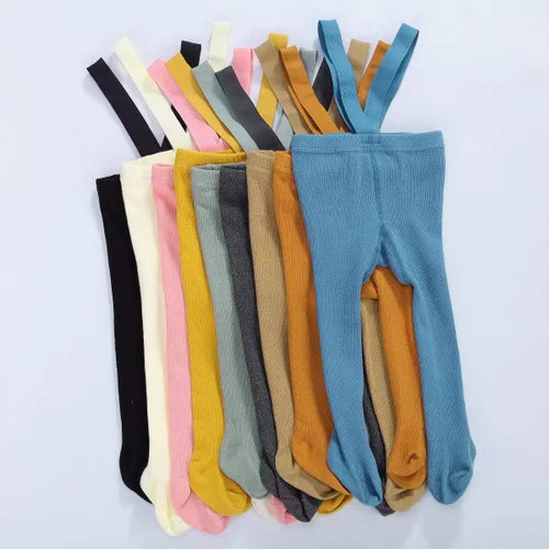 Miniatura 7 de Medias con tirantes para bebé, primavera, otoño, cintura alta, protección del ombligo