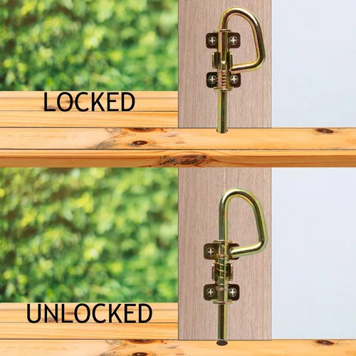 Miniatura 4 de Pernos de barril de bloqueo de resorte estilo bucle, herrajes para cobertizos, puertas, puertas de granero, ventana de madera, gallineros – 1 par