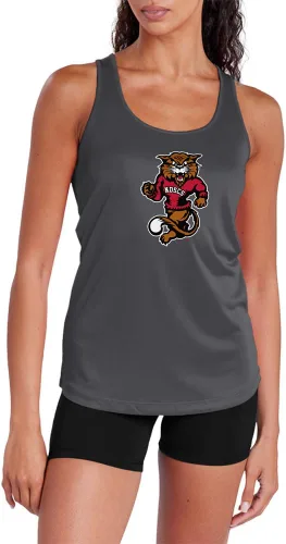 Miniatura 383 de Camiseta deportiva sin mangas oficial de la NCAA Collegiate para mujer, con espalda cruzada, logotipo primario, colección carbón