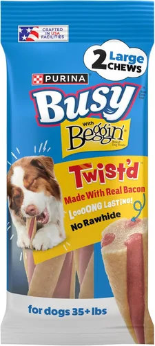 Purina Busy with Beggin' Twist'd Golosinas de Hueso Masticable para Perros Adultos - (Paquete de 6) Bolsas de 2 ct