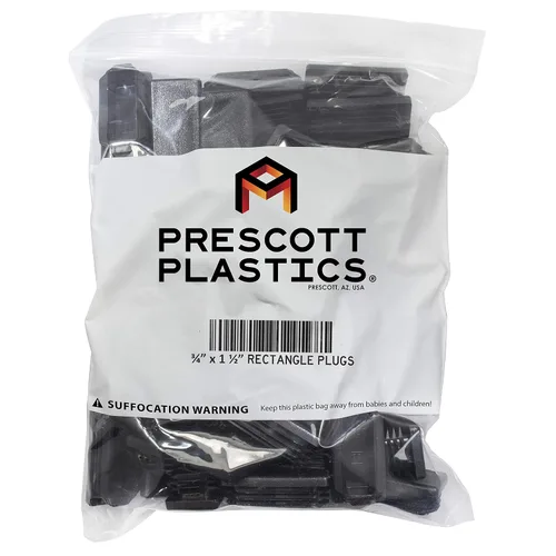 Miniatura 8 de Prescott Plastics Tapas de plástico acanaladas de 3/4 x 1 1/2 pulgadas, tapas rectangulares de tubo de metal negro, fuertes inserciones de patas