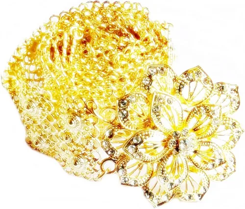 Cinturón tailandés Placa de oro Piedra Blanca Joyería Cadena Vintage Rattanakosin Período Tailandia Traje Tradición Boda Mujeres Accesorio Para