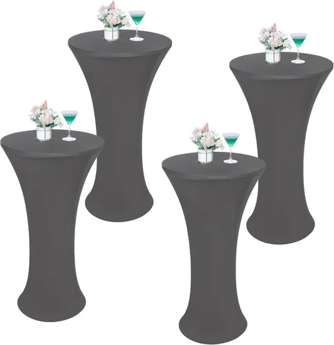 Miniatura 11 de Wolkemer 4 piezas manteles redondos negros de 24x43 pulgadas ajustados elásticos para mesa de cóctel highboy para banquete bar fiesta pub boda
