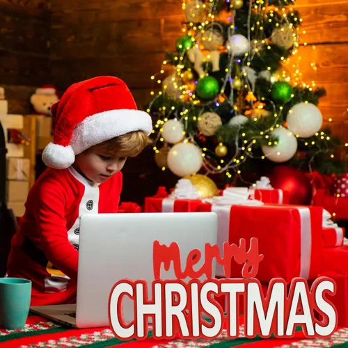 Miniatura 4 de 2 letreros de madera de Navidad con texto en inglés "Merry Christmas", centro de mesa, decoración de ventana de Navidad, bloques de adornos