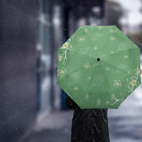 Miniatura 3 de DHDM Automatic Umbrella for Rain and Sun Male Women Beach Parasol Print Folding Umbrella