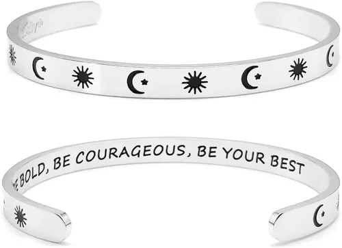 Miniatura 32 de Dczosily Pulseras inspiradoras para mujer, de acero inoxidable, pulseras motivacionales, regalos personalizados para mejores amigas