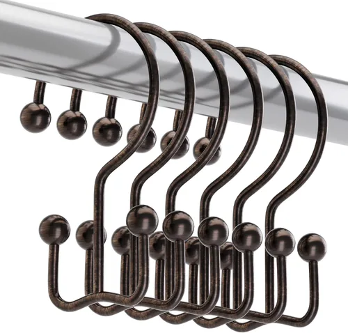 Miniatura 28 de Titanker Ganchos Anillos para Cortina de Ducha, Ganchos de Ducha de Metal de Doble Deslizamiento Resistentes al Óxido para Barras de Cortinas